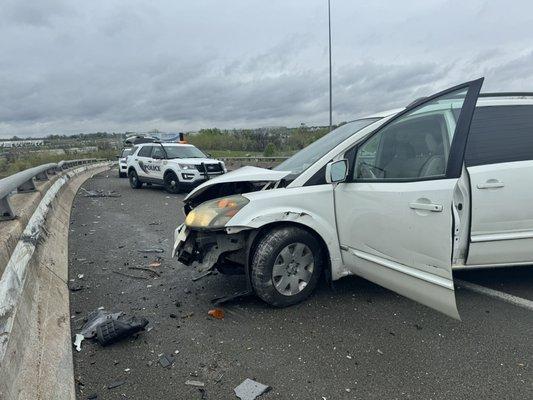 Side view damage of van