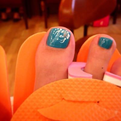 Spa pedicure with nail design.