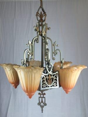 Art Deco Slip shade chandelier