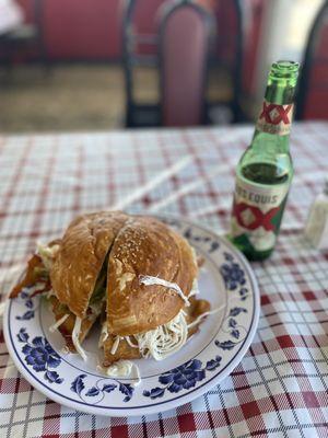 Cemita - Milanesa de Pollo w/ Dos Equis