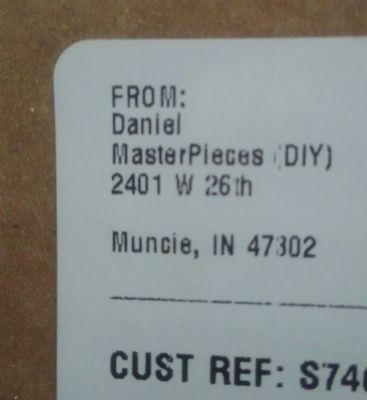 Shipping label from Moose puzzle purchase