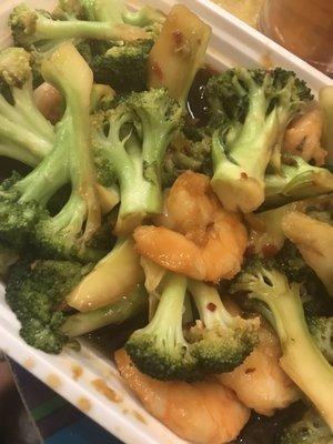 Shrimp and broccoli with garlic sauce