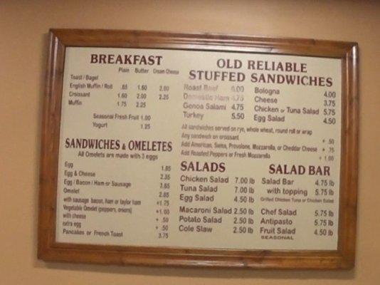 Menu board