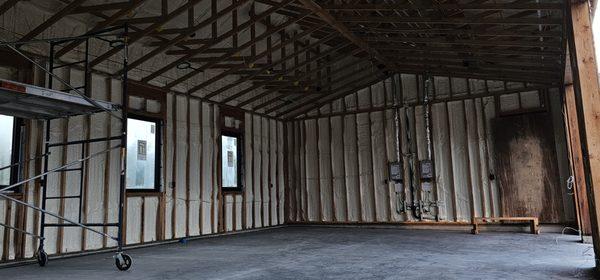 Full Garage wall and ceiling spray foam.