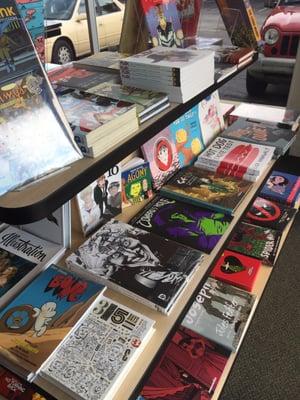 When you walk in, there's this table of books!