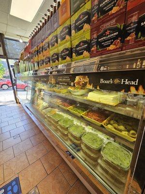 Salads, toppings and cold food display