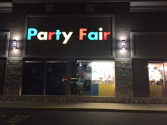 Store front for party fair.