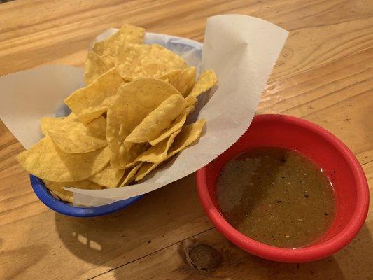 Complimentary chips and salsa