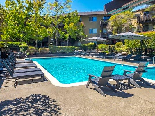 One of three luxurious pools at Skylark Apartments, Larkspur CA