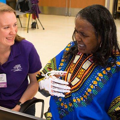 Helping hand therapy patient