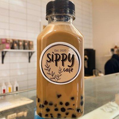 Brown sugar milk tea with tapioca