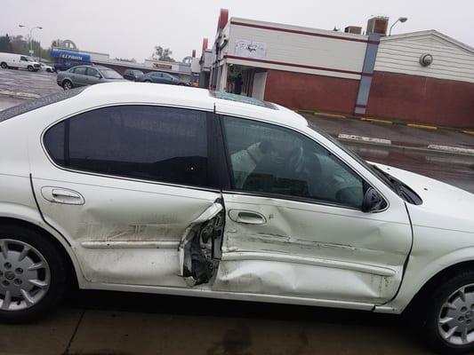 Here is the car after the accident...yes, Jackson should not have been driving.  Just kidding.