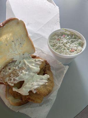 Fish Sandwich and coleslaw