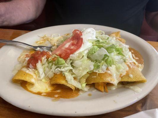 4 enchiladas: beef, chicken, bean and cheese!