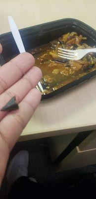 I found this piece of plastic in my food today. I ordered from doordash. Never eating here again in my life.