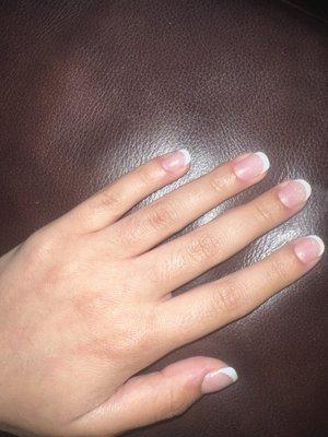 Beautiful sparkly French tip nail!  I love them nice work! Yivan