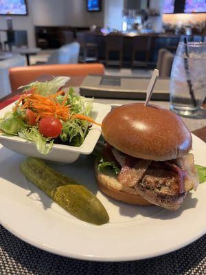 Chicken sandwich with a side salad