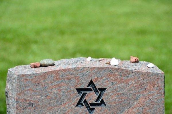 Rocks on headstone