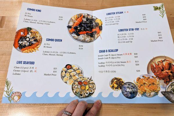 Menu, lacks descriptions but believe me, there's more food than listed and it's huge like the photos.