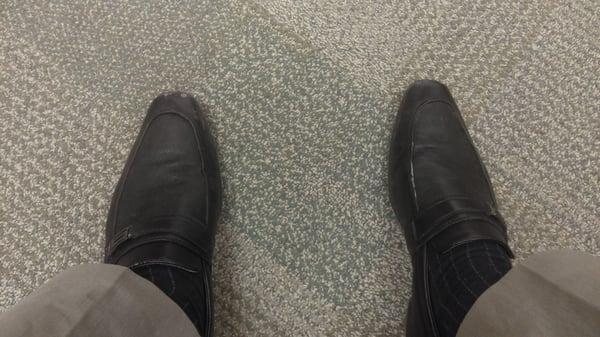 Notice how scratched my Marc Anthony shoes from Kohl's are after only a month.  I only wear these to the office.