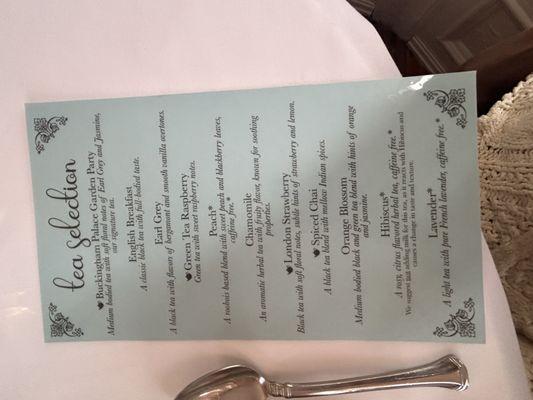 Tea Menu