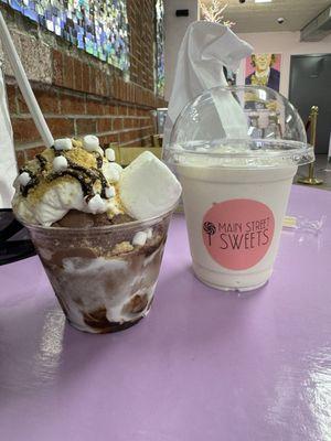 Campfire sundae and classic Vanilla shake