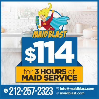 $114 for 3 Hours of Apartment or House Cleaning