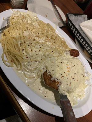 Chicken Parmigiana alfredo