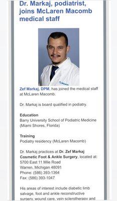 Dr Zef Markaj Cosmetic Foot & Ankle Surgery PC