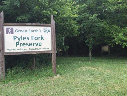 Trail head for the Pyles Fork Preserve