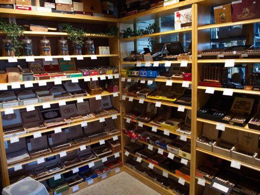 Gigantic walk-in humidor with the finest cigars.