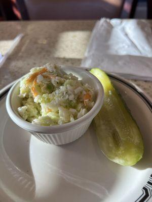 Pickle and coleslaw (not pickles).