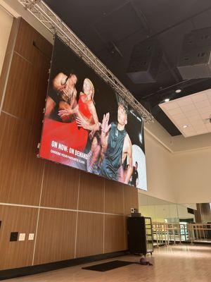 Huge screen for the virtual cardio classes