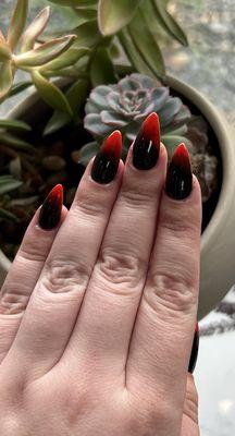 Ombré Black/Red Nails