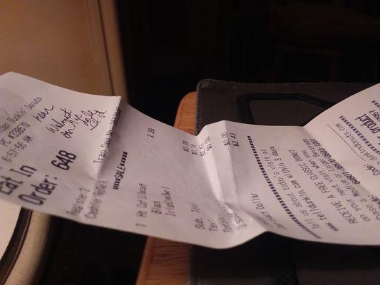 My Dunkin' receipt.