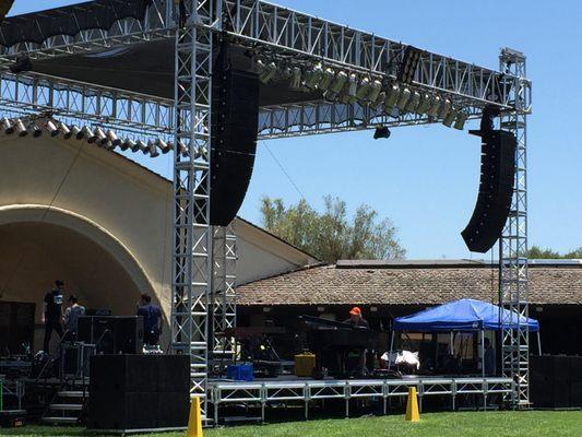 Robert Mondavi Concert series line array audio setup.