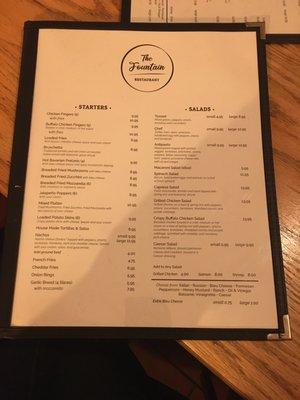 Menu front page