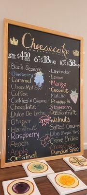 Cheesecake menu