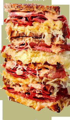 Our signature dish! Henry J's lean corned beef, sauerkraut, gruyere Swiss cheese and Russian dressing!