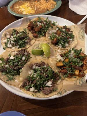 Street tacos beef and chicken