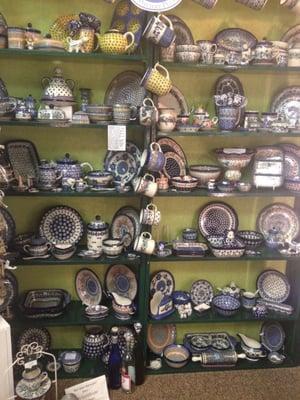 Polish pottery display.