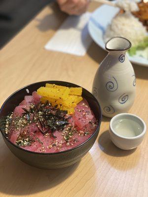 Tuna and house hot sake!