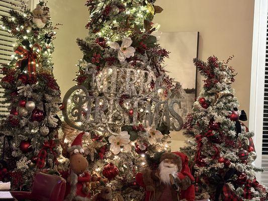 Beautiful decor inside bar area for Christmas