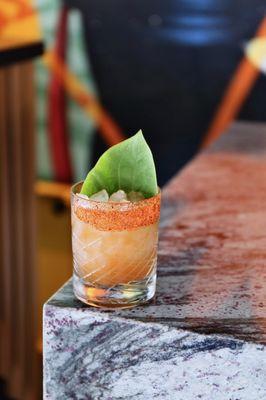 Namaiki "Sassy" made with producer espadin, herradura blanco tequila, aji amarillo, pink guava, lime