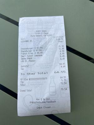 Our receipt