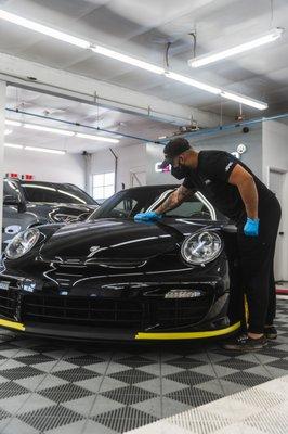 2008 Porsche GT2 getting a full car Ceramic pro coating