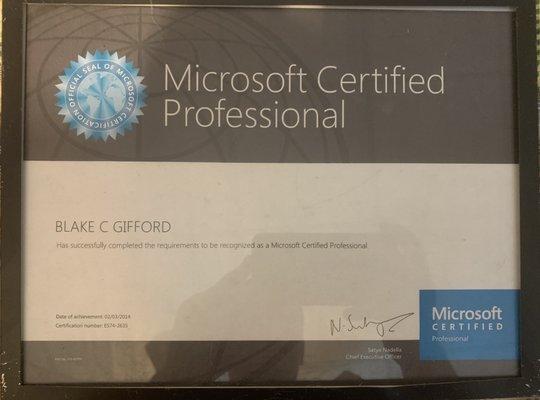 My MTA certifications.