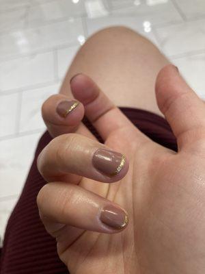 Gels with gold design on top