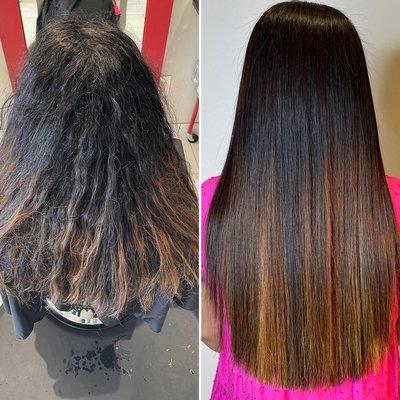 Organic keratin hair straightening treatment