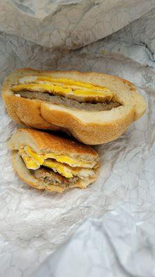 Sausage & egg on hard roll